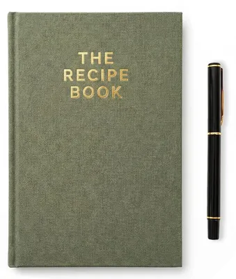 Produktbild von Leeres Rezeptbuch mit Stift, grünes Journal, A5, Leinen-Einband
