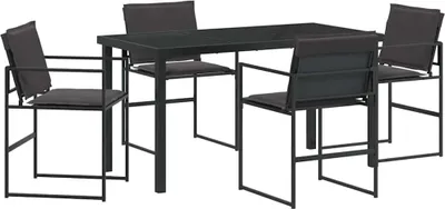 Immagine prodotto di vidaXL Set da pranzo da giardino 5 pezzi Nero 140 x 70 x 73 cm