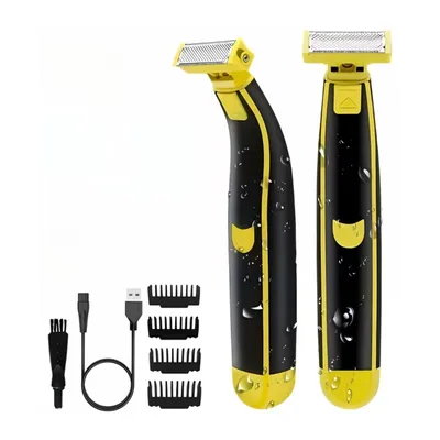 Produktbild von Elektrischer Rasierer Körper Bart T-Blade nass trocken 4 Aufsätze USB kabellos - FullBodyShaver