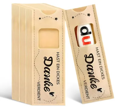 20 Filz-Geschenktüten für Schokolade, 14 x 5 cm, Dankeschön