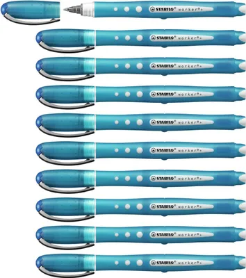 Zdjęcie produktu dla STABILO worker+ colorful, Długopis z wkładem, Niebieski, Niebieski, 0,5 mm, Oburęczny, 10 mm