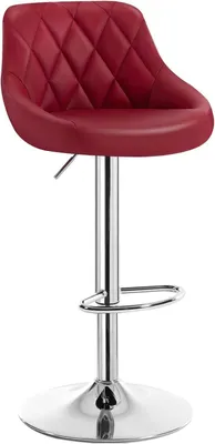 A red bar stool on a white background.
