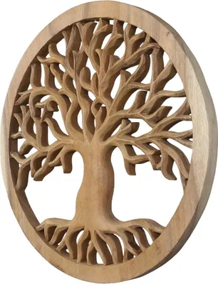 Produktbild von Lebensbaum Wandbild Wanddeko Mandala Zeichen Wandrelief Symbol Mythologie Deko Holz Natur 40 cm
