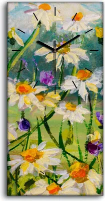 Produktbild von Wandbild Leinwand Bilder mit Uhr 30x60 Malerei Abstrakte Blumen Wiese Natur - schwarze Hände