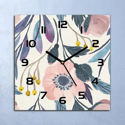 Produktbild von Wanduhr Echt-Glas-Küchenuhr Pastell Feldblumen Quarz 30x30 Deko Bilder