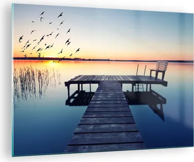 Produktbild von Bilder auf glas - See Brücke - 70x50cm - Glasbilder - Wandbilder - Bilder - Kunstdruck - zum Aufhängen bereit - Wanddekoration aus Glas - Glas Bilder - Wandbild auf Glas - Einteilig - GAA70x50-3698