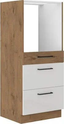 Image de Armoire avec tiroirs pour four encastrable VANYA – largeur 60 cm, blanc / chêne lancelot