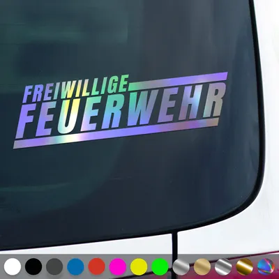 Produktbild von PantherPixel Freiwillige Feuerwehr Aufkleber Schriftzug Neon Sticker Auto Geschenkidee Farbe Oilslick-Hologramm