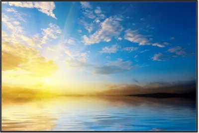 Produktbild von Wallario Wandbild Sonnenuntergang über dem Meer I, Größe: 61 x 91,50 cm, Poster mit schwarzem Aluminiumrahmen