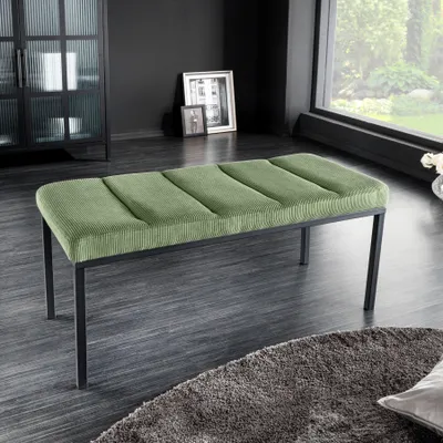 Produktbild von riess-ambiente Design Sitzbank PETIT BEAUTÉ 80cm grün Cord schwarzes Gestell Polsterbank Bank