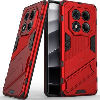 Immagine prodotto di Custodia per Xiaomi Redmi Note 14 Pro 4G Custodia protettiva ibrida in PC TPU antiurto con funzione stand Rosso