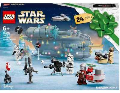 Produktbild von LEGO 75307 Star Wars Adventskalender 2021 Bausatz Mandalorianer Weihnachtsgeschenke für Kinder ab 6 mit Baby Yoda Minifigur