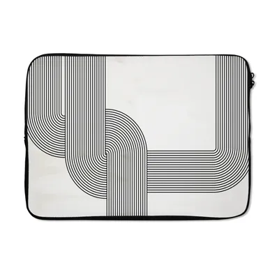 Produktbild von MuchoWow® Laptop Hülle 13 Zoll Schwarz - Weiß - Linie Laptoptasche - Laptophülle - Sleeve - Rundumschutz
