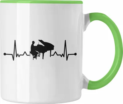 Produktbild von Trendation - Piano-Spieler Tasse Geschenk Klavier Kaffee-Becher Geschenkidee Flügel Musiker Klavier Klavier-Spieler Herzschlag (Grün)
