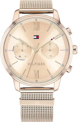 Produktbild von Tommy Hilfiger Multi Zifferblatt Quarz Uhr für Damen Edelstahl-Mesh Gliederarmband