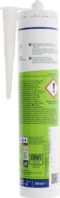 Produktbild von Illbruck FA101 Fenster- und Anschlussfugen Silikon 310-ml-Kartusche neutraltransparent reinweiß 340567 340565 Weiß