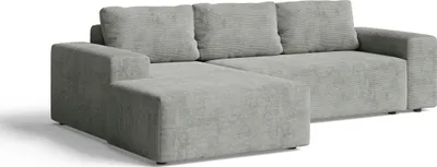 Obrázek produktu pro Rohová souprava s funkcí spaní L – grafitová – 264x76x155 cm – levá – manšestr – úložný prostor – pohovka do obývacího pokoje – AVANTI