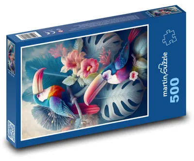 Produktbild von Puzzle 500 Bunte Tukane im Dschungel - martinpuzzle