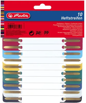 Obrázok produktu pre Herlitz zošívacie pásky z polypropylénu rôznych farieb 34x150 mm balenie 2 ks