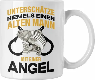 Produktbild von Trendation - Angler Tasse Geschenk Männer Sprüche Lustig für Fischer Geschenkidee Angeln Becher (Weiß)