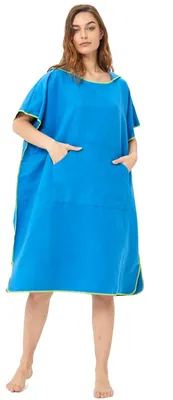 Produktbild von Poncho aus Mikrofaser, schnelltrocknend – Bademantel für Erwachsene – Strandponcho mit Kapuze – leicht – zum Umziehen – 110 x 90 cm