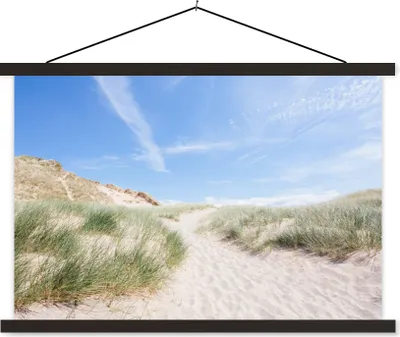 Produktbild von MuchoWow® Textilposter Strand - Düne - Gras 60x40 cm mit schwarzem Rahmen - Hölzernes