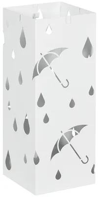 Produktbild von HOMCOM Regenschirmständer Schirmständer mit 4 Haken, Wasserauffangschale Weiß