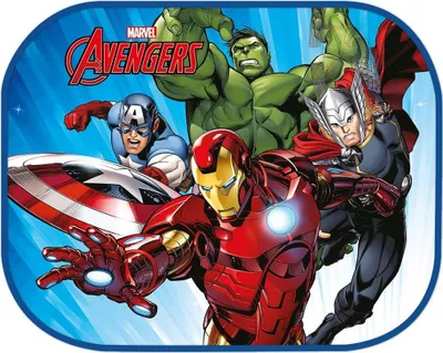 Produktbild von Tataway Marvel Avengers Seiten-Sonnenschutz fürs Auto, 44 x 35 cm, Paar – Sonnenschutz für Kinder mit offiziellen Iron Man-, Thor-, Hulk- und Captain America-Grafiken