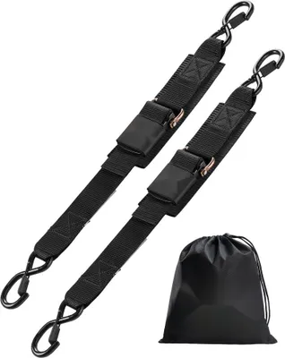 Zdjęcie produktu dla zestaw 2 pasów mocujących z zapadkami - Pasy mocujące do łodzi, 5,08x60,96 cm - Transportowe pasy bezpieczeństwa, czarne