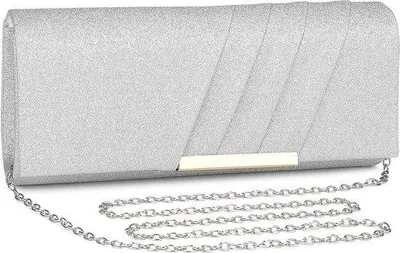 Productafbeelding van Unyqoos® Satine clutch – elegante avondtas met ketting, 25 x 3 x 11 cm, met magnetische sluiting, ideale tas voor bruiloften, cocktails en gala's