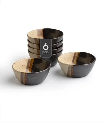 Produktbild von Snackschalen - Ø 9 cm - Schwarz - Braun - Keramik - matt - 6er Set