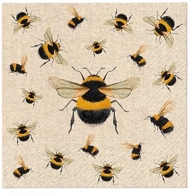 Image de 20 serviettes papier recyclé We care Dancing Bees - Abeilles sur abeilles 33x33cm