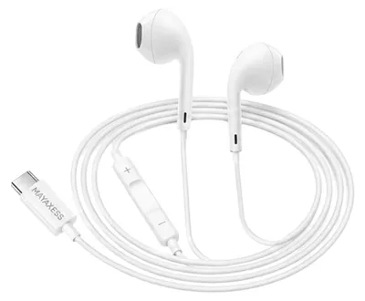Image de Mayaxess, écouteurs filaires USB-C avec micro pour Galaxy S22 Ultra, blanc