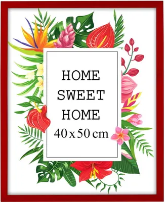 Obrázok produktu pre MG Design rám na obrazy 40 x 50 cm - farba červená, z dreva, s akrylovým sklom - na vertikálne alebo horizontálne zavesenie/postavenie, na fotografie, plagáty