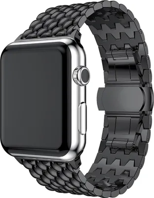 Produktbild von Armband für Apple Watch Series 8 7 6 5 4 3 2 1 SE - Premium Edelstahl Ersatzarmband Point Band Armband - Schwarz - 38mm 40mm 41mm