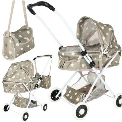 Produktbild von Puppenwagen mit tiefer Liegefläche + Sternentasche