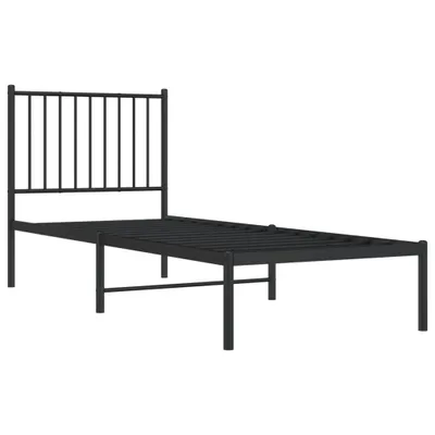 Image de vidaXL Cadre de lit avec tête de lit en métal noir 75x190 cm