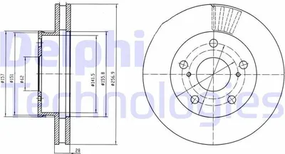 Produktbild von 2x DELPHI Bremsscheibe BG4181 58 4mm 257mm