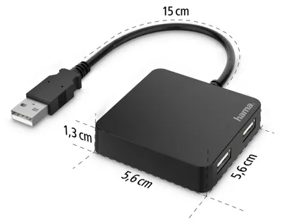 Obrázek produktu pro Hama 00200121, USB 2.0, USB 2.0, 480 Mbit/s, Černá, 0,15 m, Německo