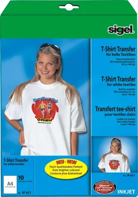 Produktbild von InkJet-Transfer-Folien für T-Shirts A4 helle Textilien InkJet VE=10x10 Blatt