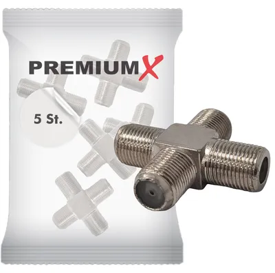 Produktbild von PremiumX 5x Adapter 4x F-Buchse Verbinder Splitter Koax- und Antennenkabel