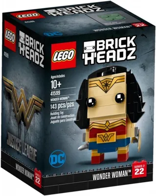 The image shows the retail packaging for a LEGO BrickHeadz Wonder Woman building toy set.