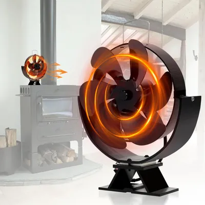 Obrázok produktu pre Vigevee – Krbový ventilátor, ventilátor do pece, ventilátor poháňaný teplom, bez potreby elektrickej energie, s teplomerom