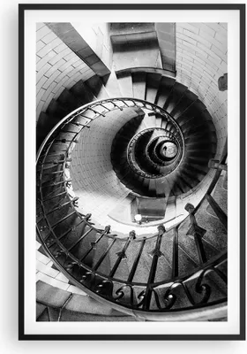 Produktbild von Gerahmtes Poster - Schwarzer Rahmen - Treppe Spirale Perspektive - 61x91,5 cm - Wand Bild - Wanddeko - Wandbilder - Kunstposter - Wandposter - Bilderrahmen - Bilder - Kunstdruck - P2BPA61x91-4384