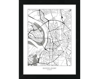 Produktbild von Gerahmtes Bild Düsseldorf Landkarte II 33x43 cm