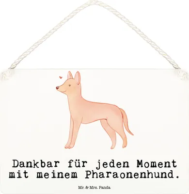 Produktbild von Mr. & Mrs. Panda Wandbild Holz Pharaonenhund Moment DIN A6 - Weiß - Geschenk, holzbild, Pharaoh Hound, kleine aufmerksamkeit, Schild, Holzschild, Türschild