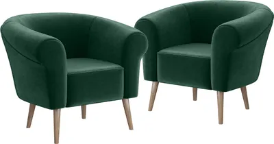 Produktbild von MEBLINI Sofa Sessel für Wohnzimmer 2er Set - Mini Lounge für zwei Personen - Sitzgarnitur - Polstergarnitur - EMILIA - 1+1 - Grün Samt