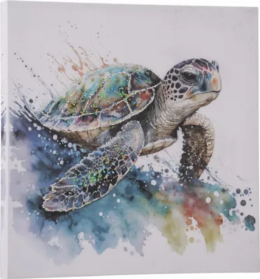 Produktbild von Wandbild Schildkröte 60x60 cm – Kunstdruck auf Leinwand mit Glanzeffekten
