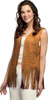 Produktbild von Hippie-Weste mit Fransen braun Damen - M / L (40/42)
