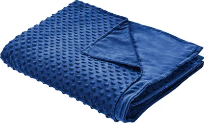 Produktbild von BELIANI Bezug für Gewichtsdecken Marineblau Minky-Stoffbezug 135 x 200 cm Flauschig Strukturiert Modern Ersatzbezug Therapiedeckenbezug mit Schlaufen